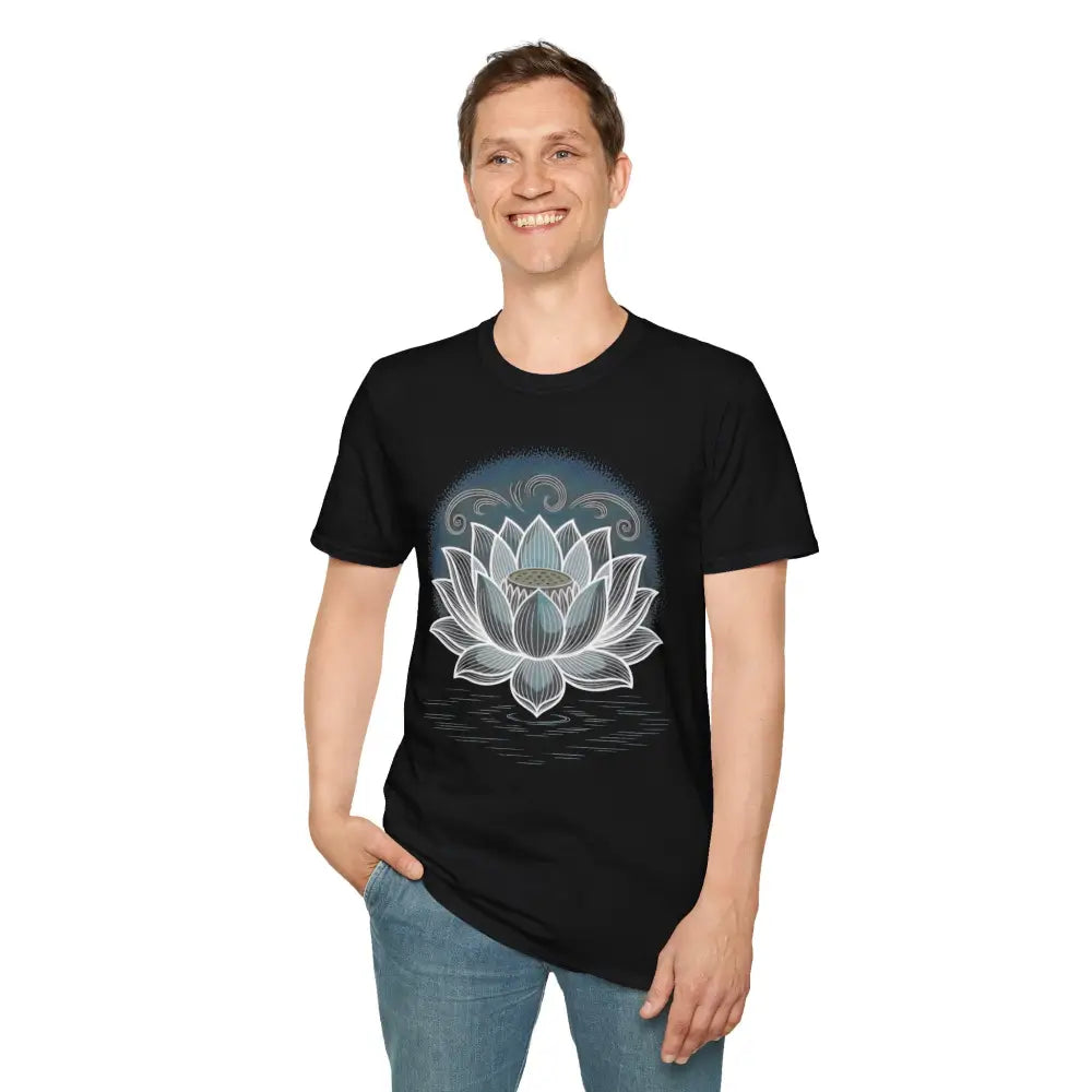Lotus Blossom Unisex T Shirt Softstyle Tee Yoga Apparel Mindfulness Gift Meditation Spiritual Wear Design