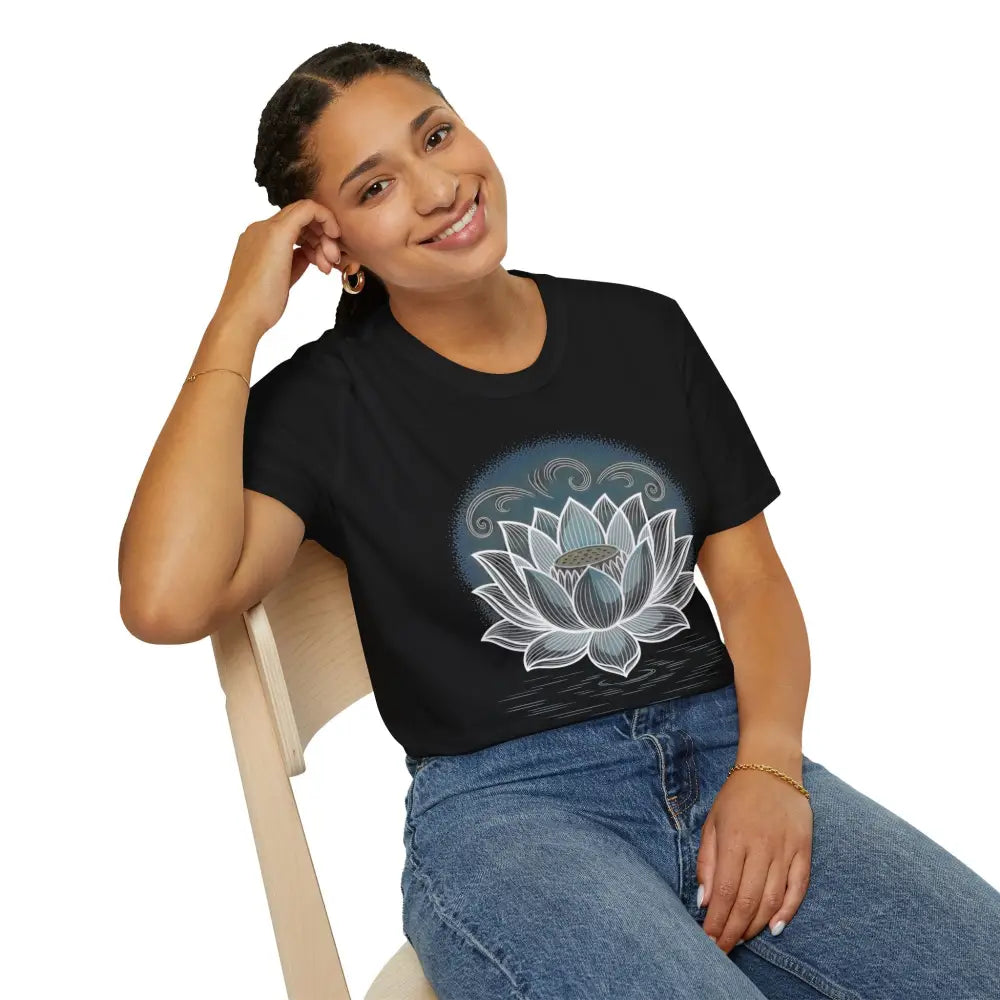 Lotus Blossom Unisex T Shirt Softstyle Tee Yoga Apparel Mindfulness Gift Meditation Spiritual Wear Design