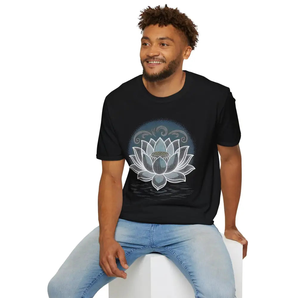 Lotus Blossom Unisex T Shirt Softstyle Tee Yoga Apparel Mindfulness Gift Meditation Spiritual Wear Design