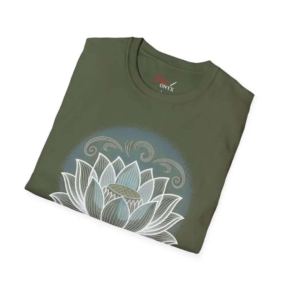 Lotus Blossom Unisex T Shirt Softstyle Tee Yoga Apparel Mindfulness Gift Meditation Spiritual Wear Design