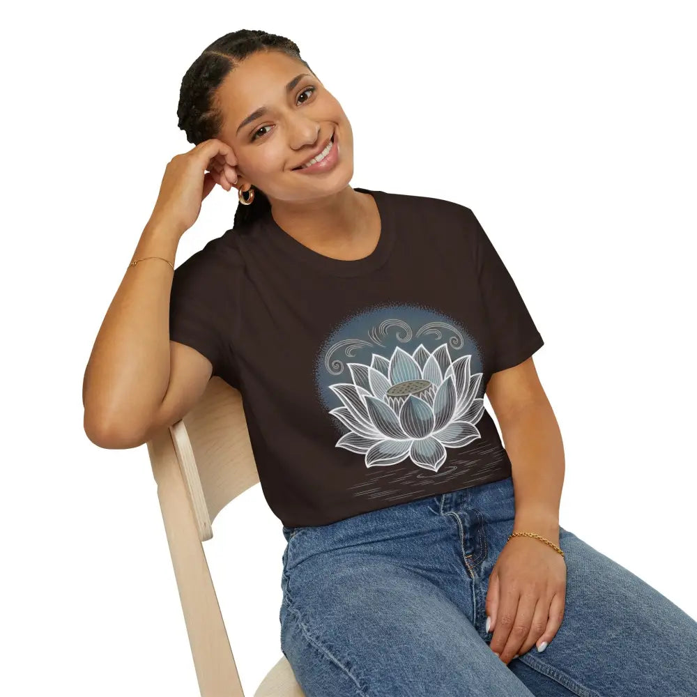 Lotus Blossom Unisex T Shirt Softstyle Tee Yoga Apparel Mindfulness Gift Meditation Spiritual Wear Design