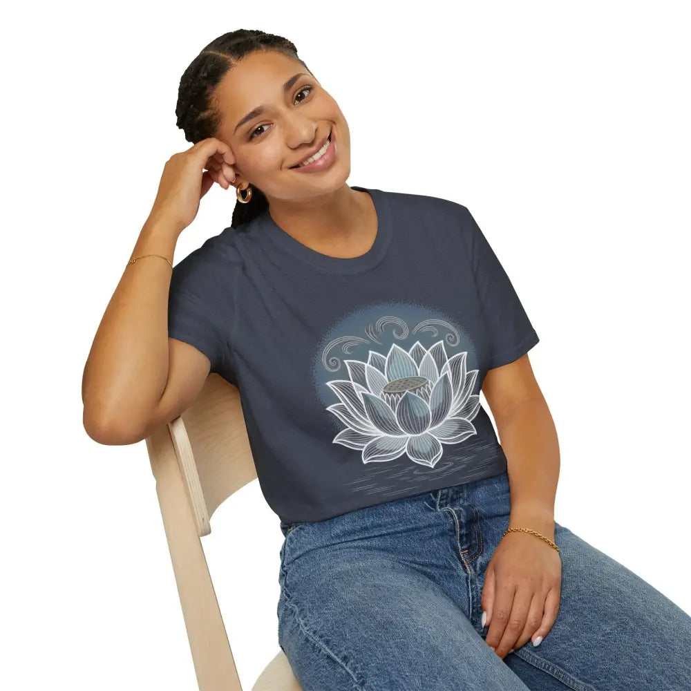 Lotus Blossom Unisex T Shirt Softstyle Tee Yoga Apparel Mindfulness Gift Meditation Spiritual Wear Design