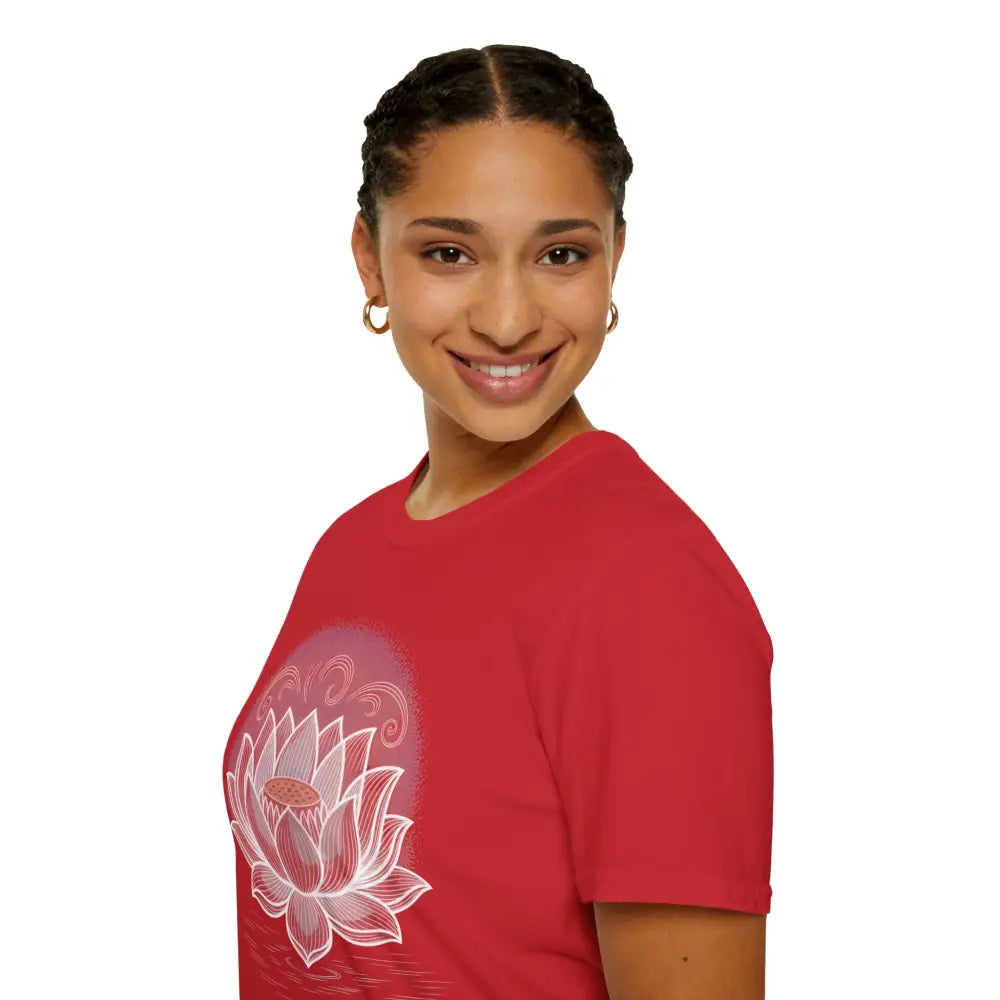 Lotus Blossom Unisex T Shirt Softstyle Tee Yoga Apparel Mindfulness Gift Meditation Spiritual Wear Design