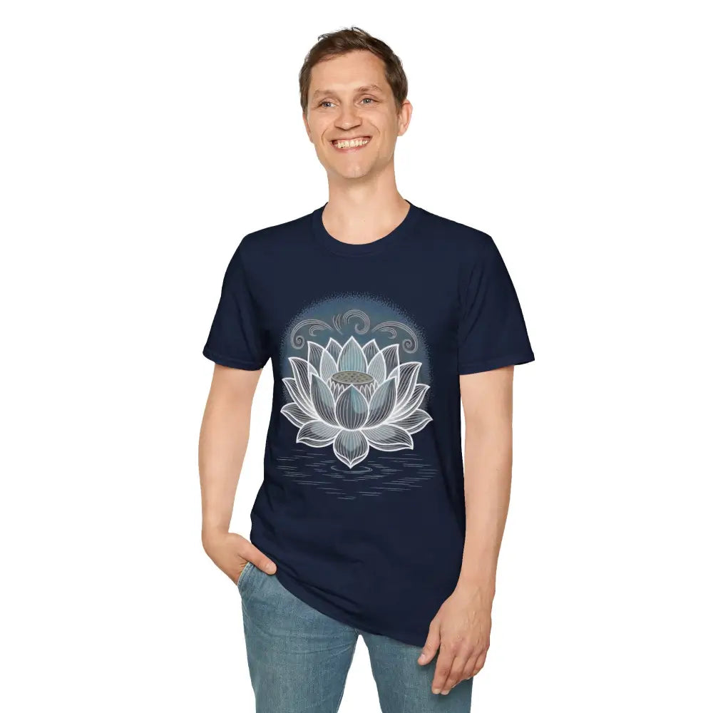 Lotus Blossom Unisex T Shirt Softstyle Tee Yoga Apparel Mindfulness Gift Meditation Spiritual Wear Design