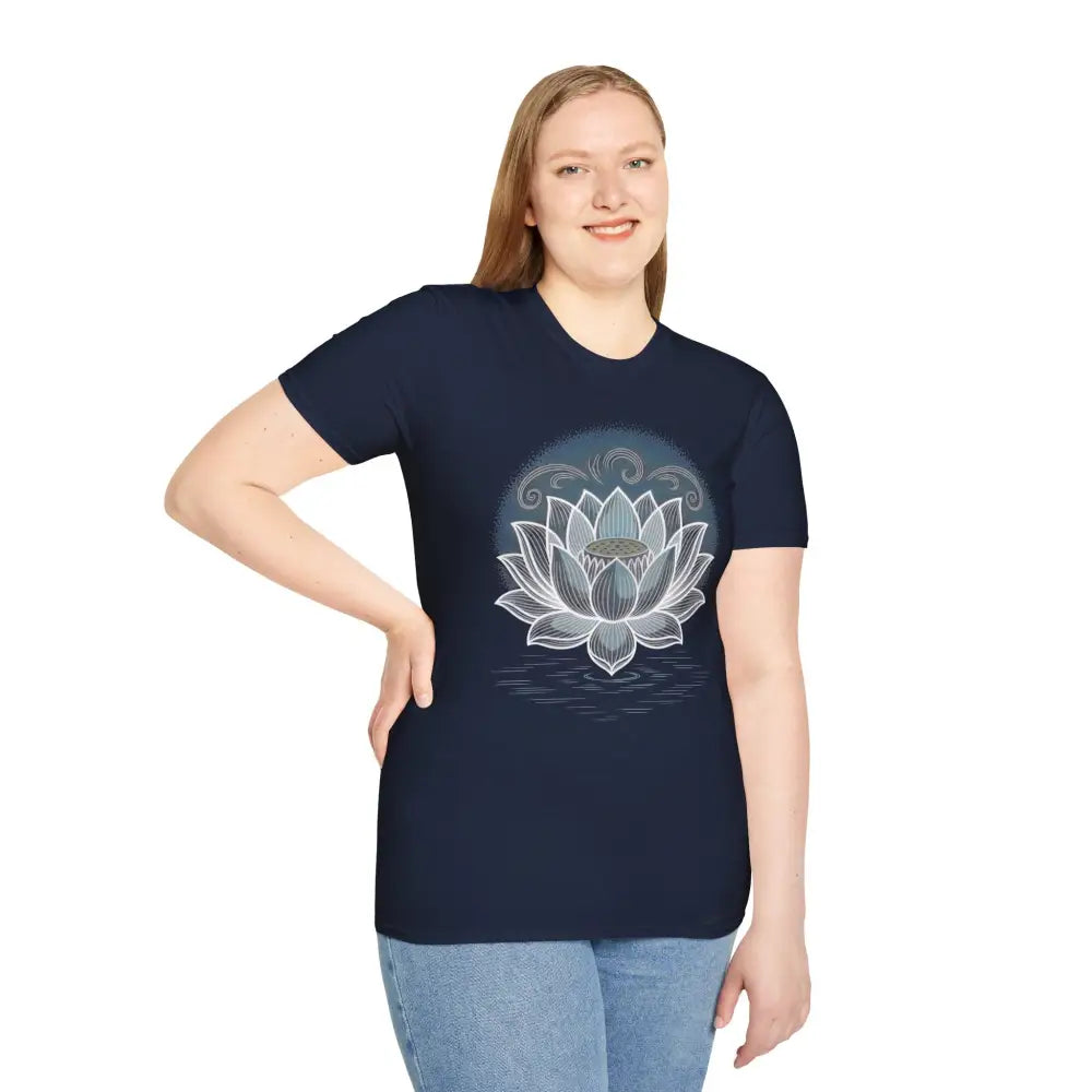 Lotus Blossom Unisex T Shirt Softstyle Tee Yoga Apparel Mindfulness Gift Meditation Spiritual Wear Design