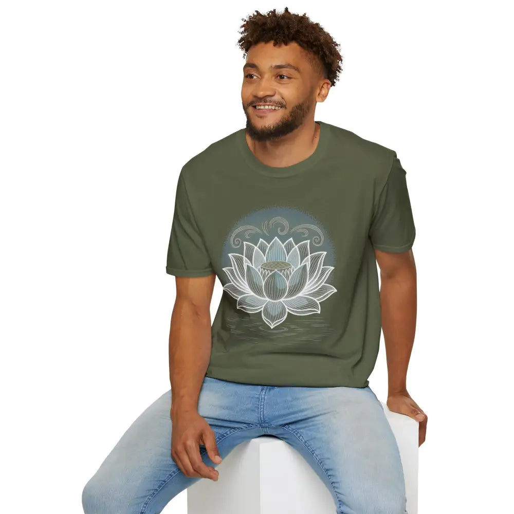 Lotus Blossom Unisex T Shirt Softstyle Tee Yoga Apparel Mindfulness Gift Meditation Spiritual Wear Design