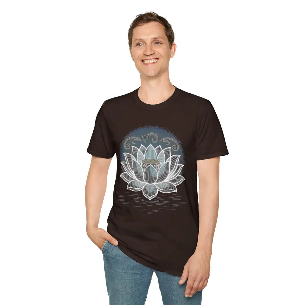 Lotus Blossom Unisex T Shirt Softstyle Tee Yoga Apparel Mindfulness Gift Meditation Spiritual Wear Design