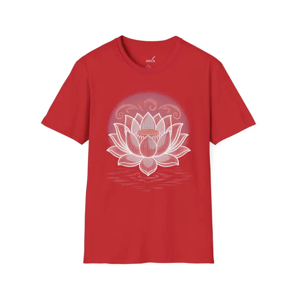 Lotus Blossom Unisex T Shirt Softstyle Tee Yoga Apparel Mindfulness Gift Meditation Spiritual Wear Design Red / S