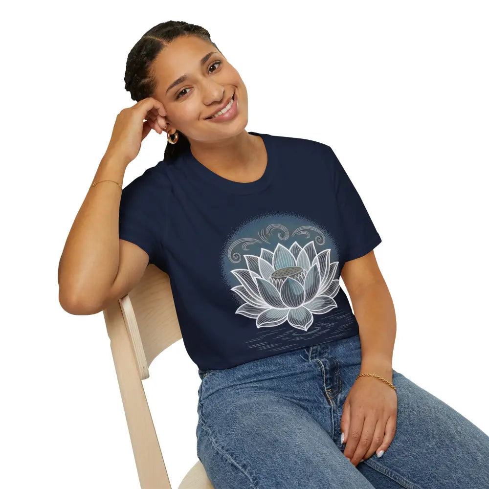 Lotus Blossom Unisex T Shirt Softstyle Tee Yoga Apparel Mindfulness Gift Meditation Spiritual Wear Design