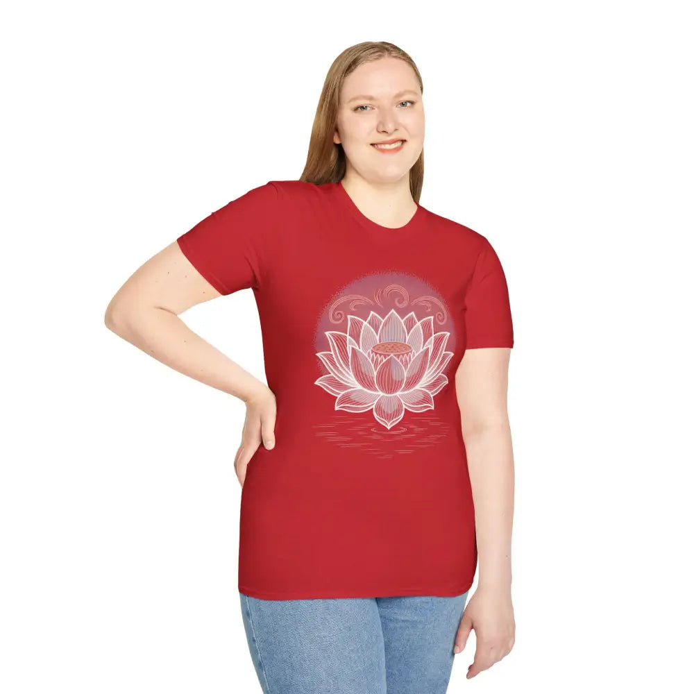 Lotus Blossom Unisex T Shirt Softstyle Tee Yoga Apparel Mindfulness Gift Meditation Spiritual Wear Design
