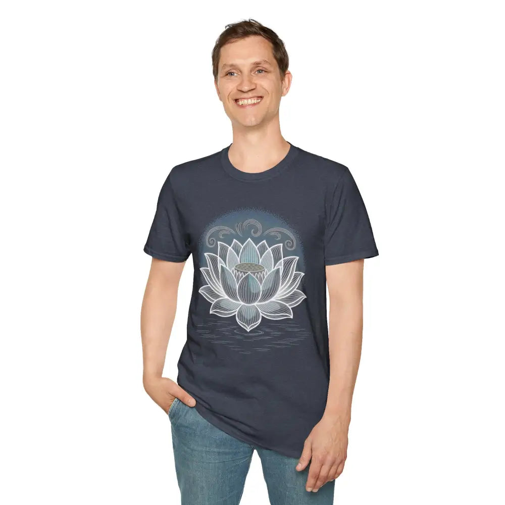 Lotus Blossom Unisex T Shirt Softstyle Tee Yoga Apparel Mindfulness Gift Meditation Spiritual Wear Design