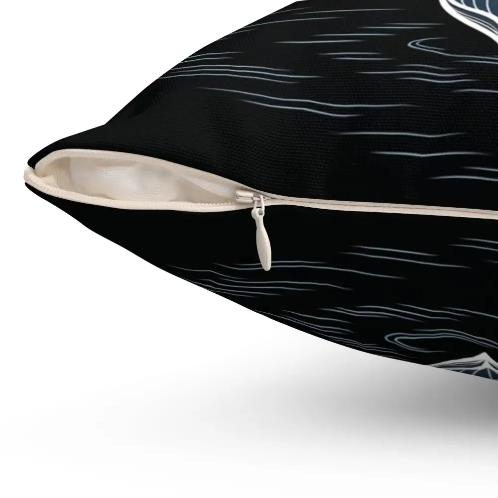 Black throw pillow with concealed zipper, spun polyester pillow cover, double-sided print