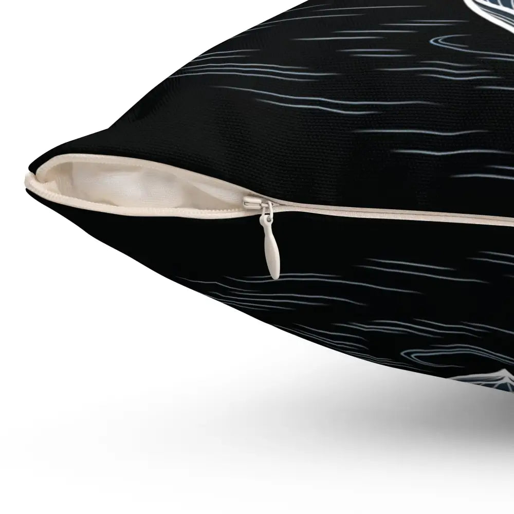 Black rectangular pillow cover with zipper closure, spun polyester, double-sided print for Zen decor