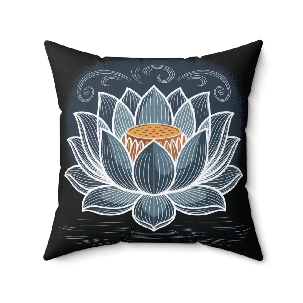 Decorative lotus flower pillow cover with double-sided print in spun polyester for Zen living