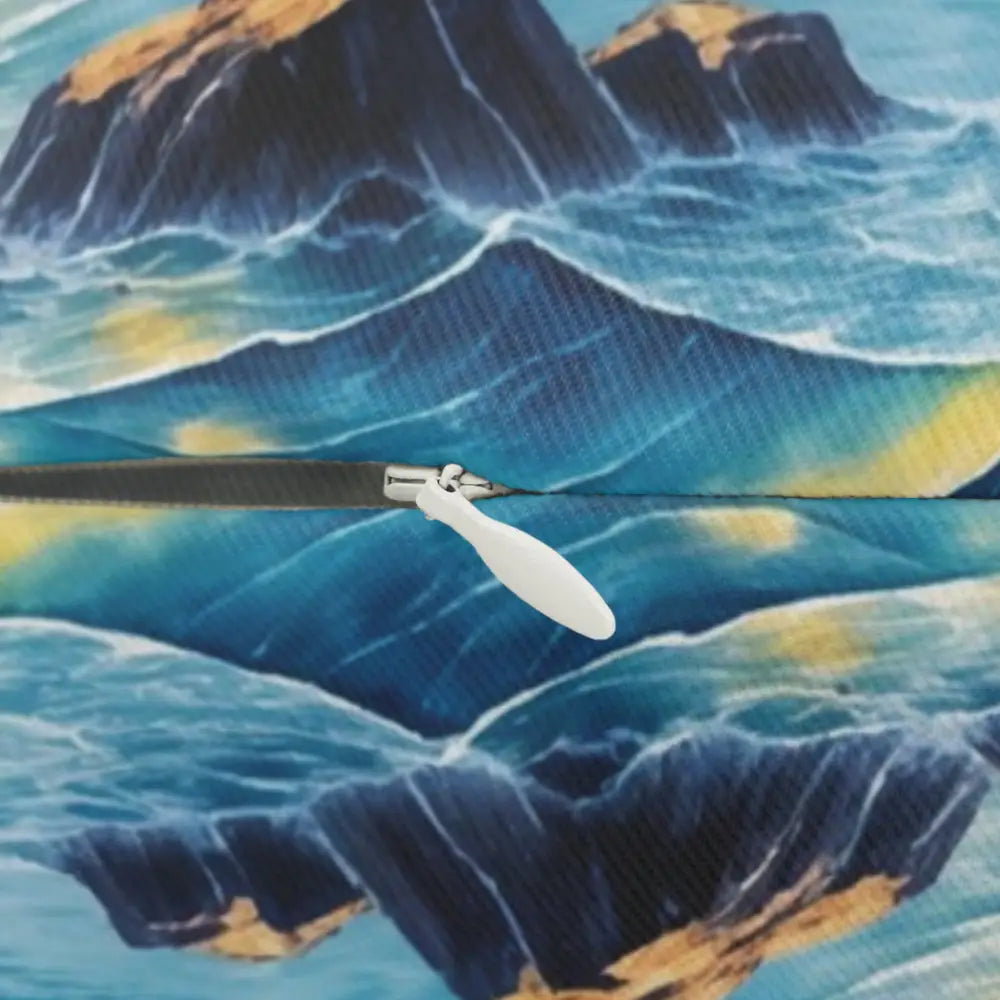 Zipper with white pull tab on celestial tide patterned fabric for Lumbar Pillow by Honson Ventures Limited at Gnaftis House Flat