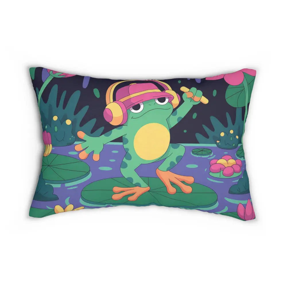 Frog-themed lumbar pillow for stylish and comfortable home decor by PixiOnyx