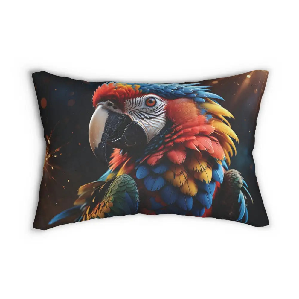 Colorful parrot design rectangular lumbar pillow from Lumbar Pillow Macaw Firelight collection