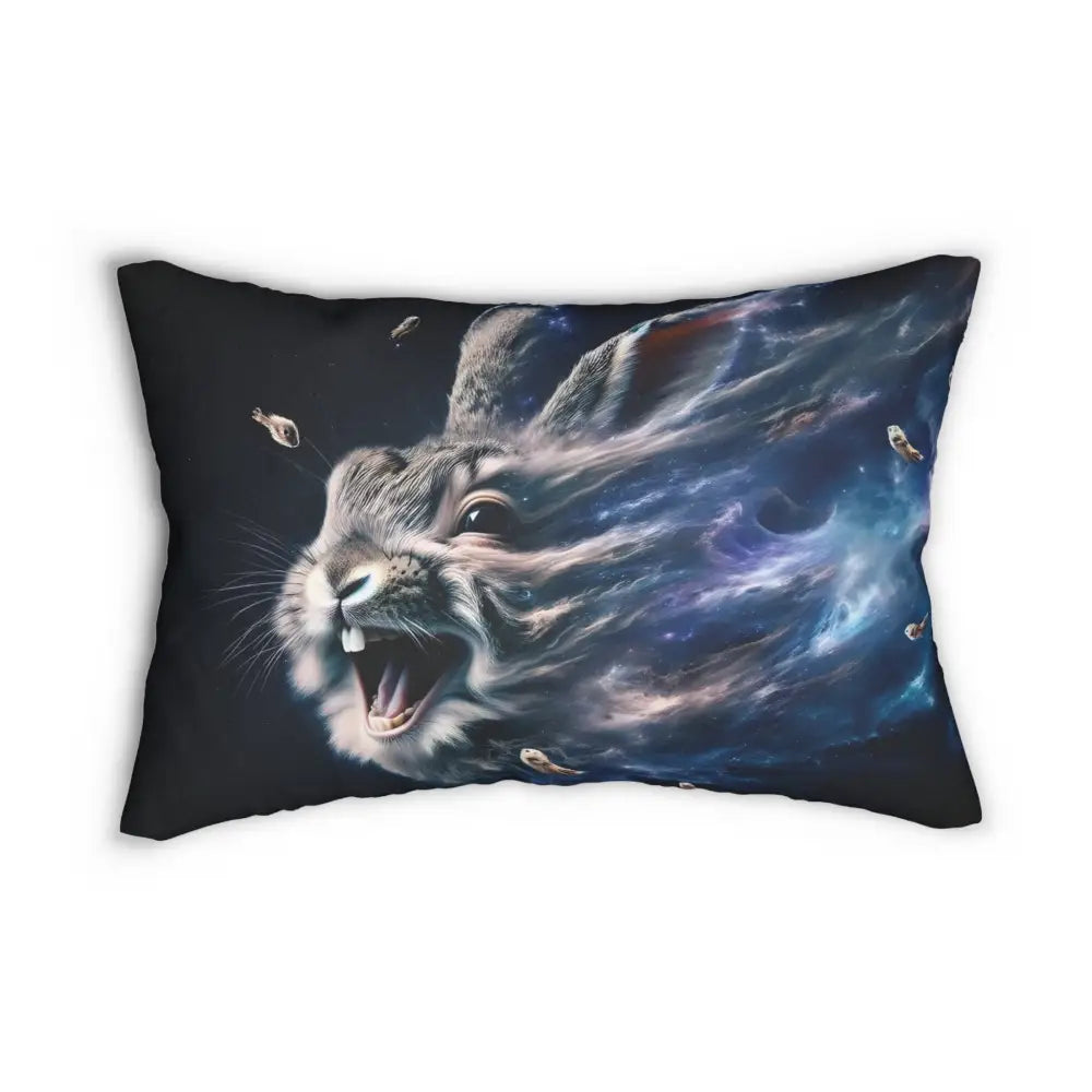 Rectangular Lumbar Pillow with a rabbit design from PixiOnyx Cosmic Cushion Nebula Howl