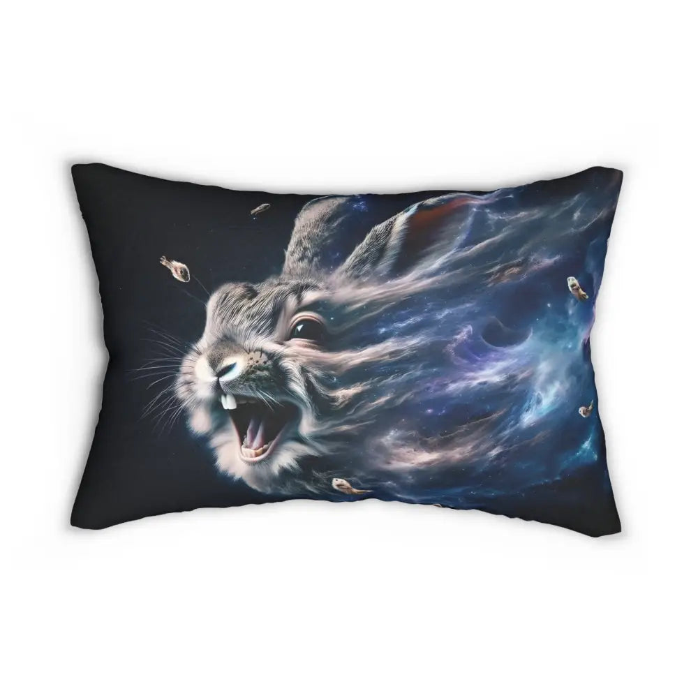 Rectangular Lumbar Pillow with Cosmic Rabbit Design from PixiOnyx Nebula Howl collection