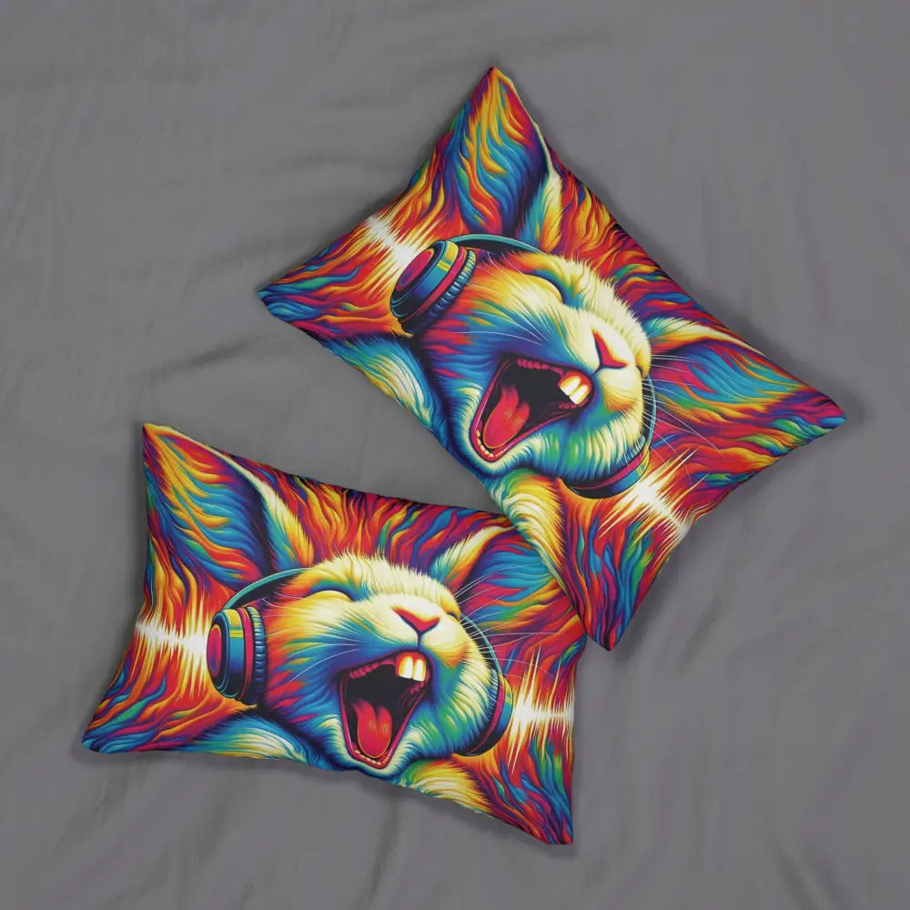 Colorful rabbit-themed pillows on Lumbar Pillow Sonic Scream PixiOnyx Surreal Lounge Accent