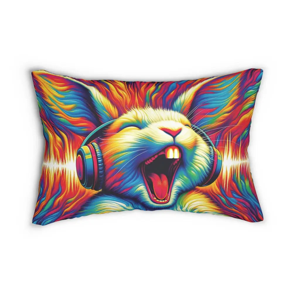 Colorful rabbit lumbar pillow from Sonic Scream PixiOnyx Surreal Lounge Accent collection