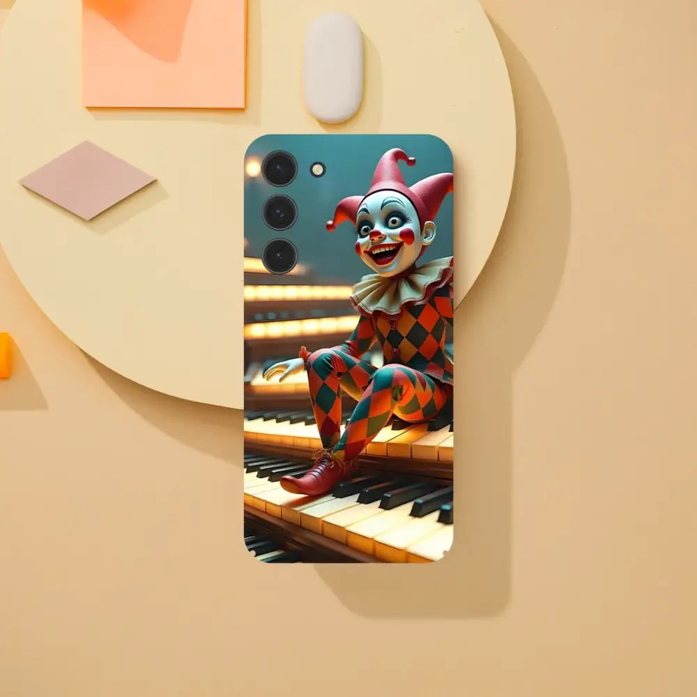 Clown-themed phone case for Samsung Marionette Puppet’s Prelude PixiOnyx Slim Shell