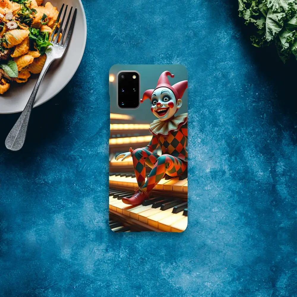 Clown-themed phone case for Samsung featuring puppet design on PixiOnyx Slim Shell