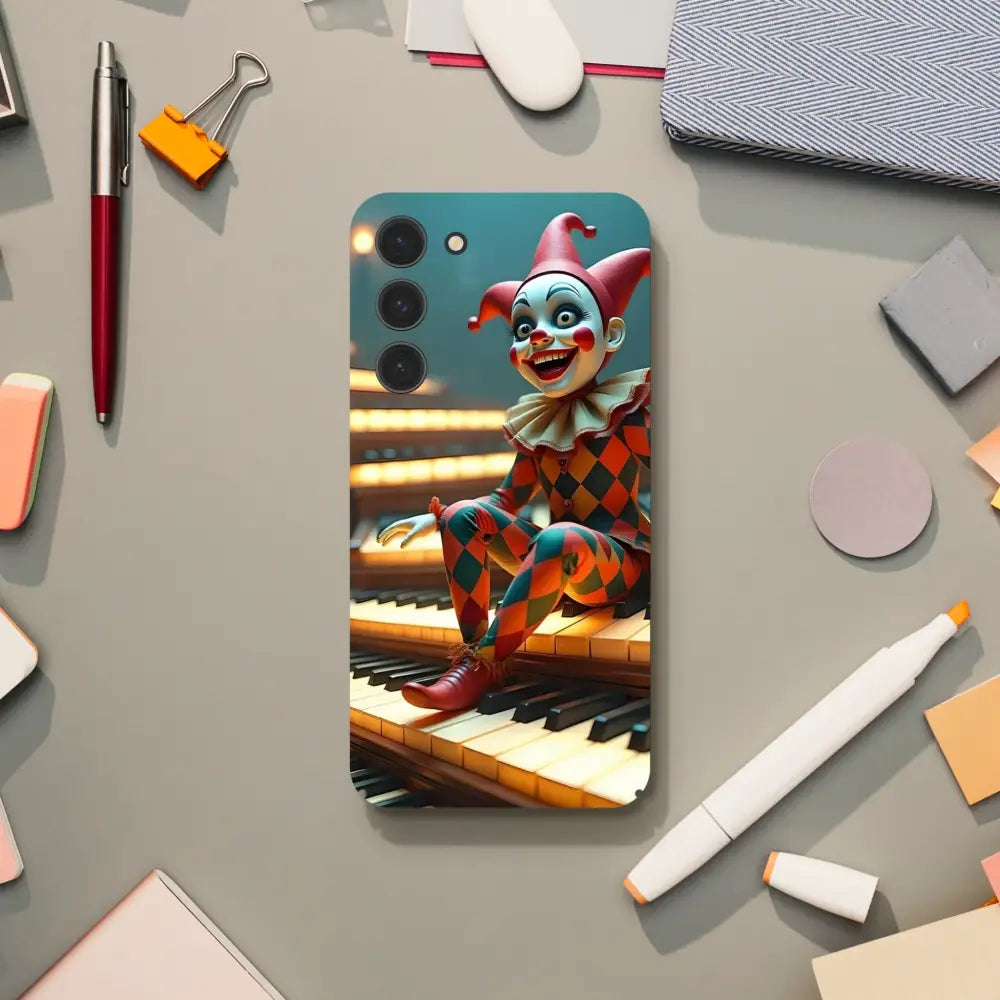Marionette Samsung Case with clown design and PixiOnyx Slim Shell style