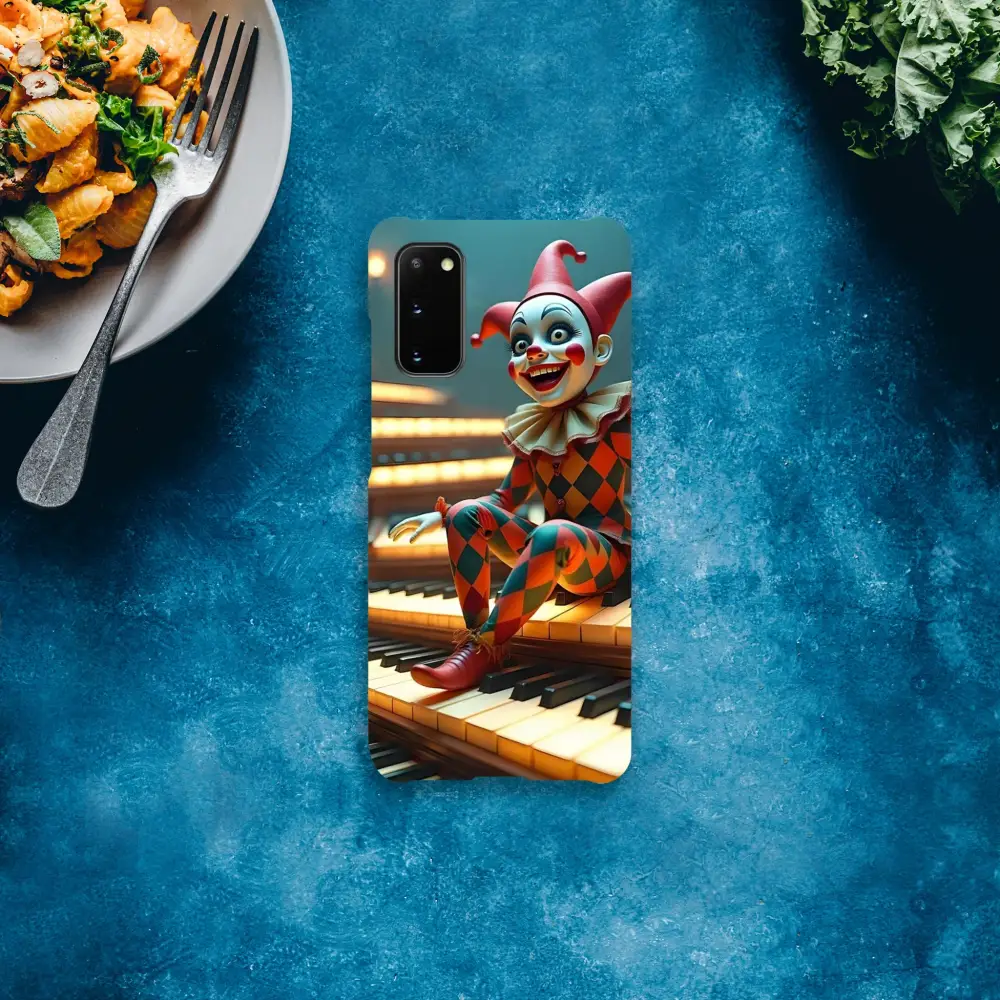 Clown-themed phone case for Samsung Marionette Puppet’s Prelude PixiOnyx Slim Shell