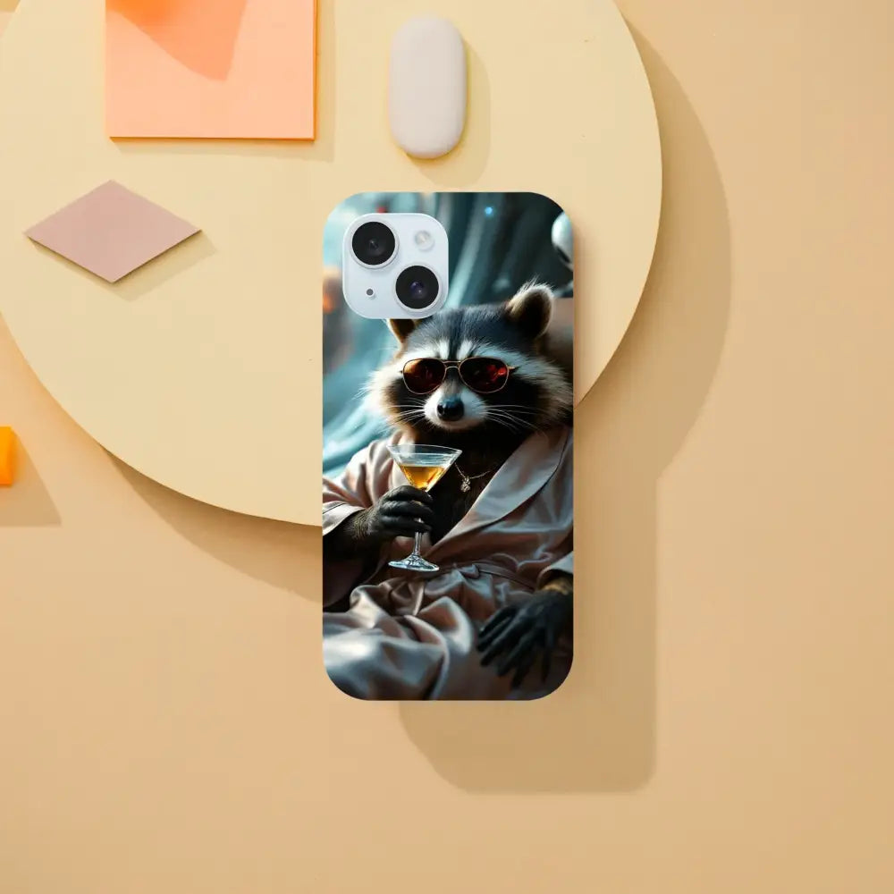 Raccoon-themed phone case from Martini Raccoon Case iPhone Tough PixiOnyx Cosmic Critter Series