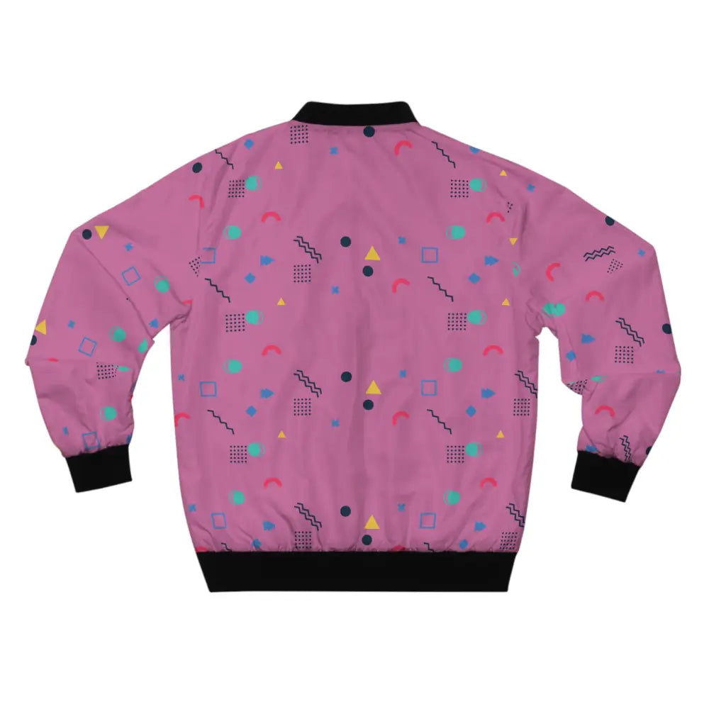 Retro patterned bomber jacket in pink from Men’s Bomber Jacket Memphis Razzle Pop PixiOnyx