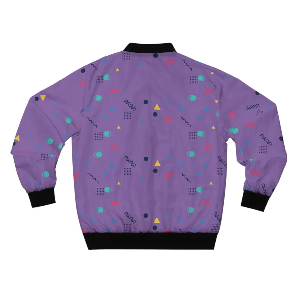 Purple bomber jacket with 90s pattern from PixiOnyx Memphis Razzle Pop collection