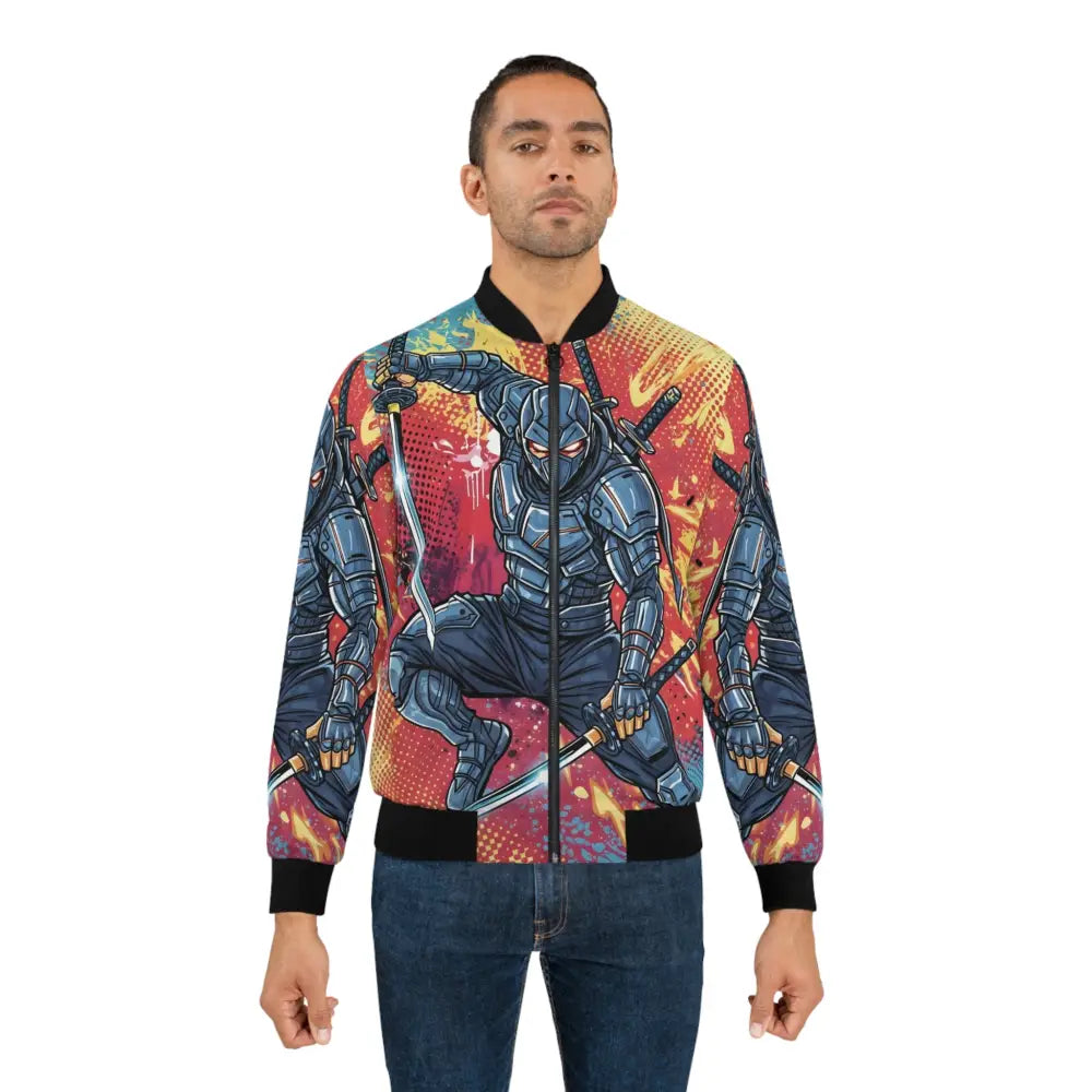 Men’s colorful comic-inspired ninja bomber jacket from Honson Ventures Limited, Ninja Slice collection