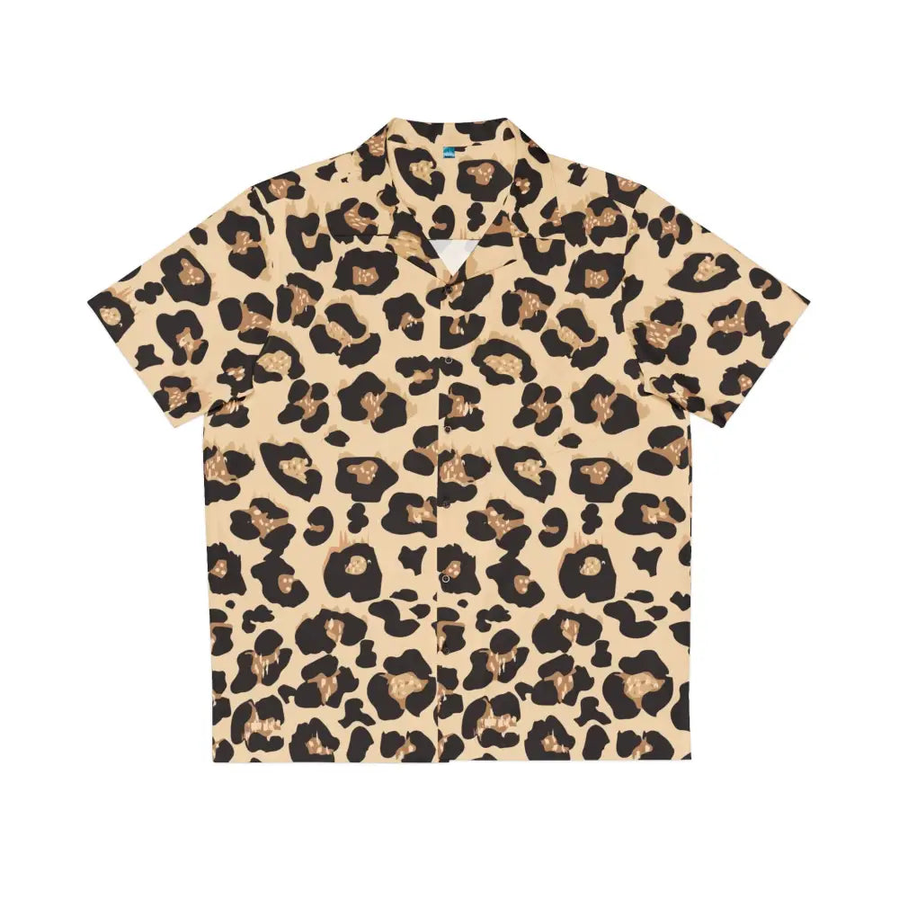 Leopard print short-sleeved men’s Hawaiian shirt Feral Bloom PixiOnyx Apexwear