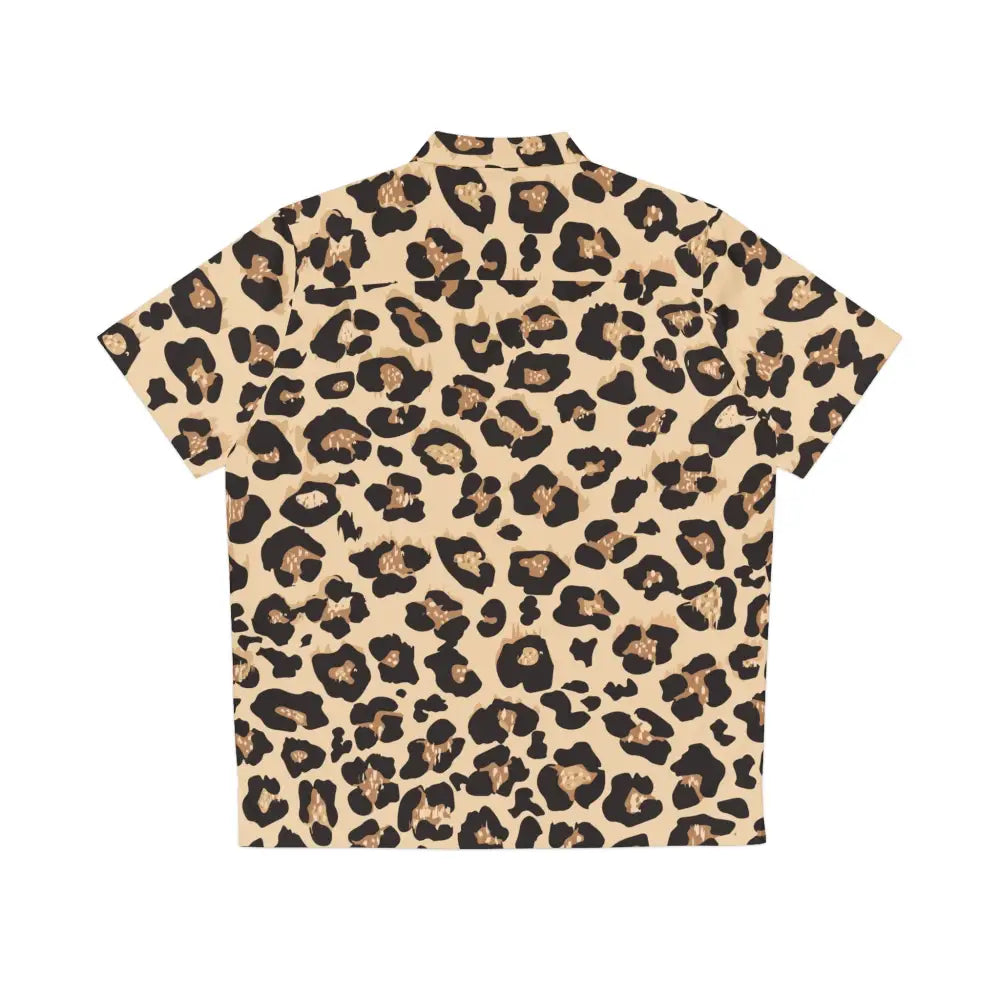 Leopard-print short-sleeved Men’s Hawaiian Shirt Feral Bloom PixiOnyx Apexwear