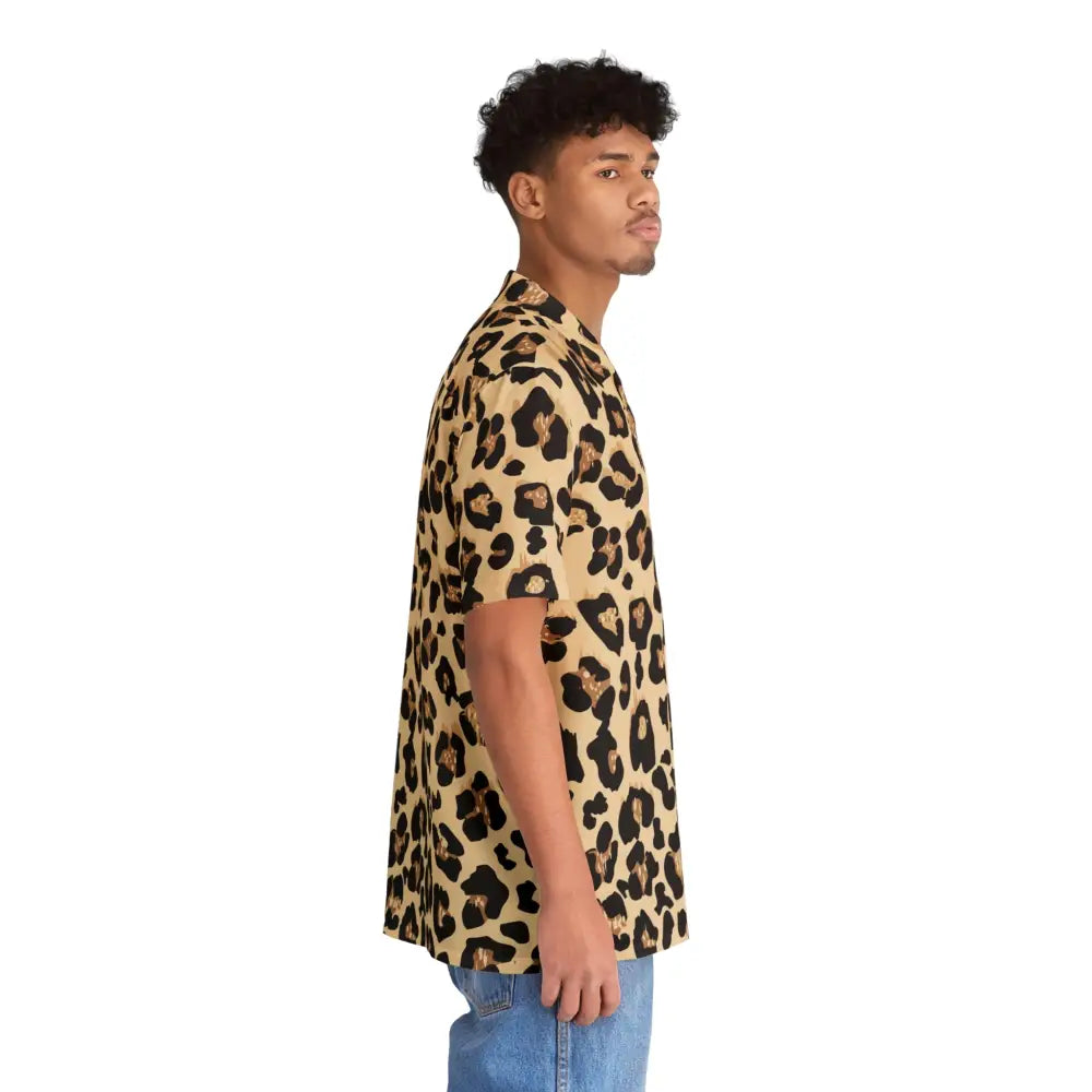Leopard print short-sleeve shirt from Men’s Hawaiian Shirt Feral Bloom by PixiOnyx Apexwear