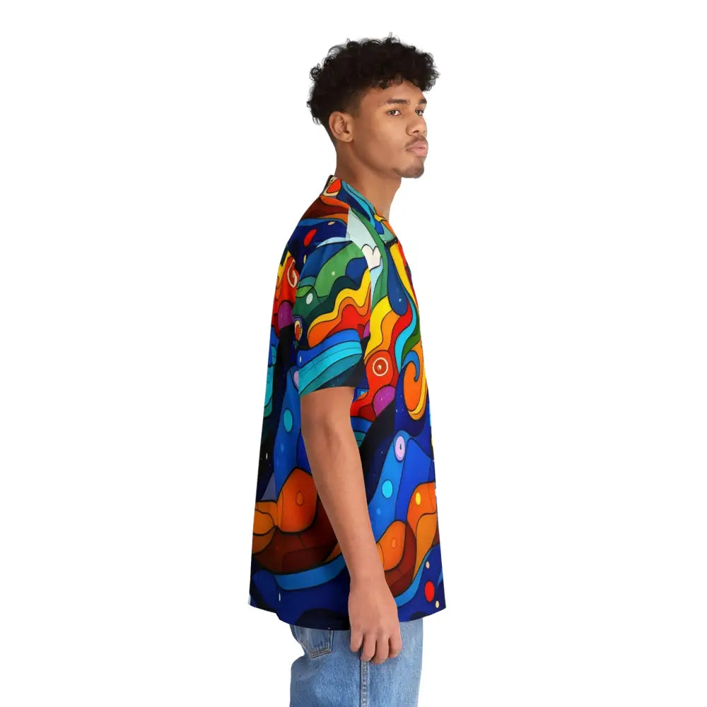 Colorful patterned short-sleeve Hawaiian shirt from Psychedelic Pop Art Vacationwear by PixiOnyx