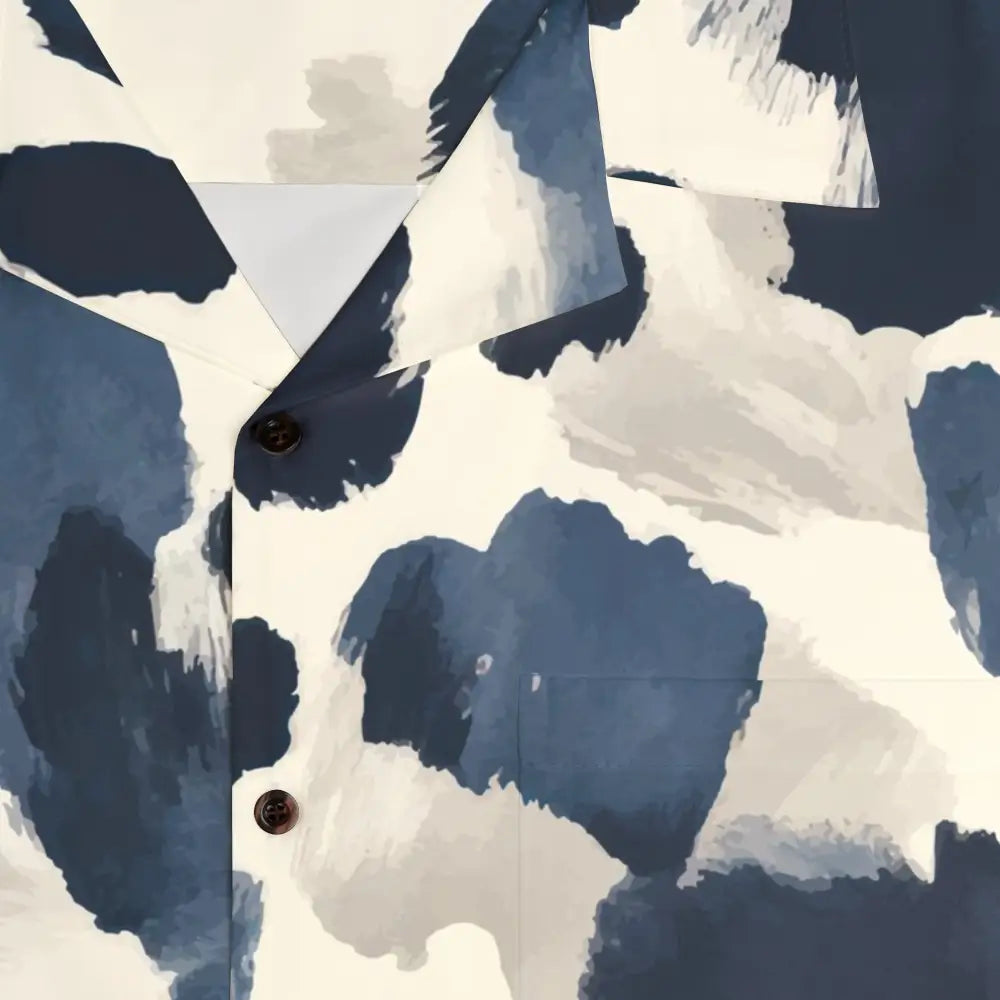 Abstract-patterned monochrome men’s Hawaiian shirt from PixiOnyx Surreal Summerwear