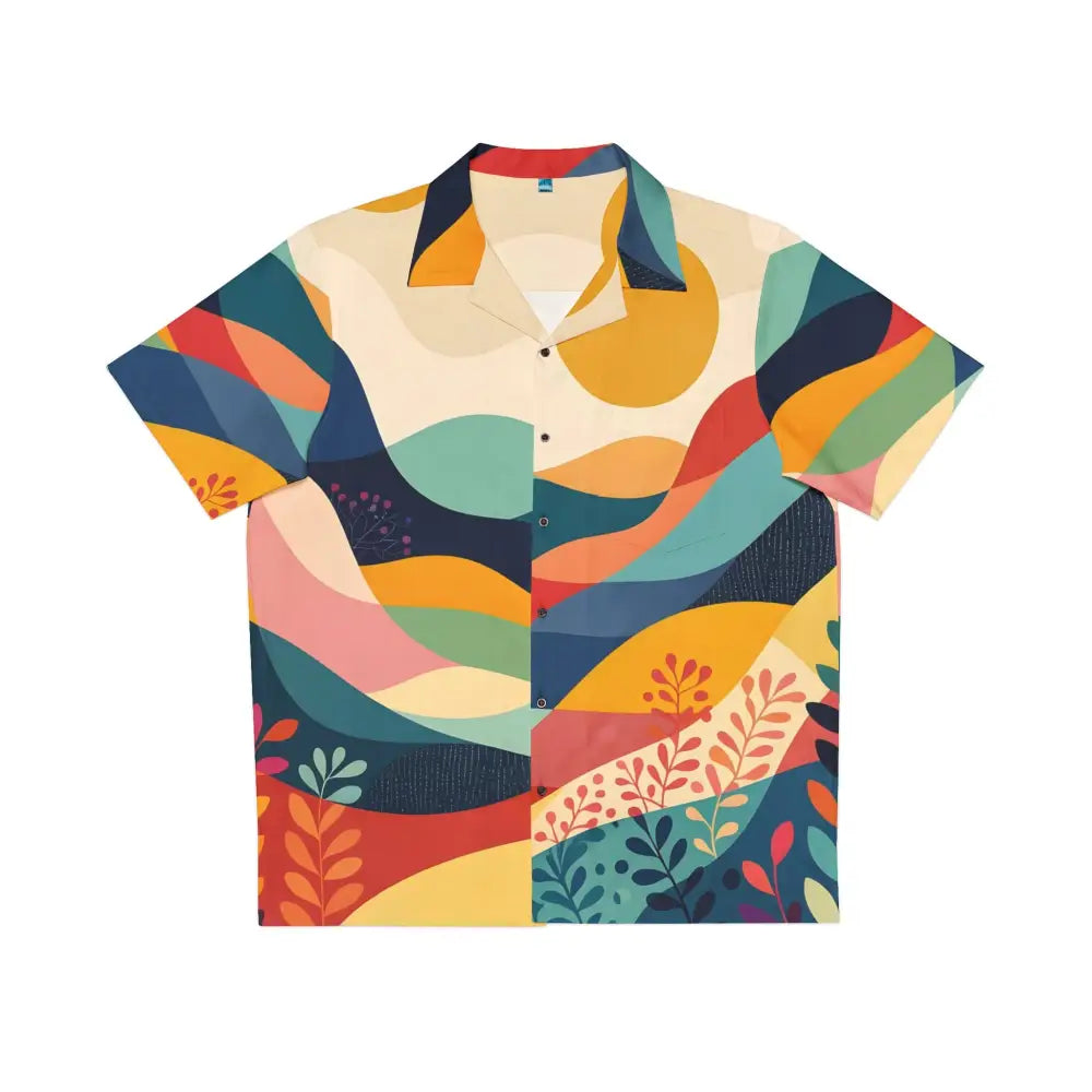 Colorful patterned short-sleeved Hawaiian shirt from Sunset Grove collection on PixiOnyx
