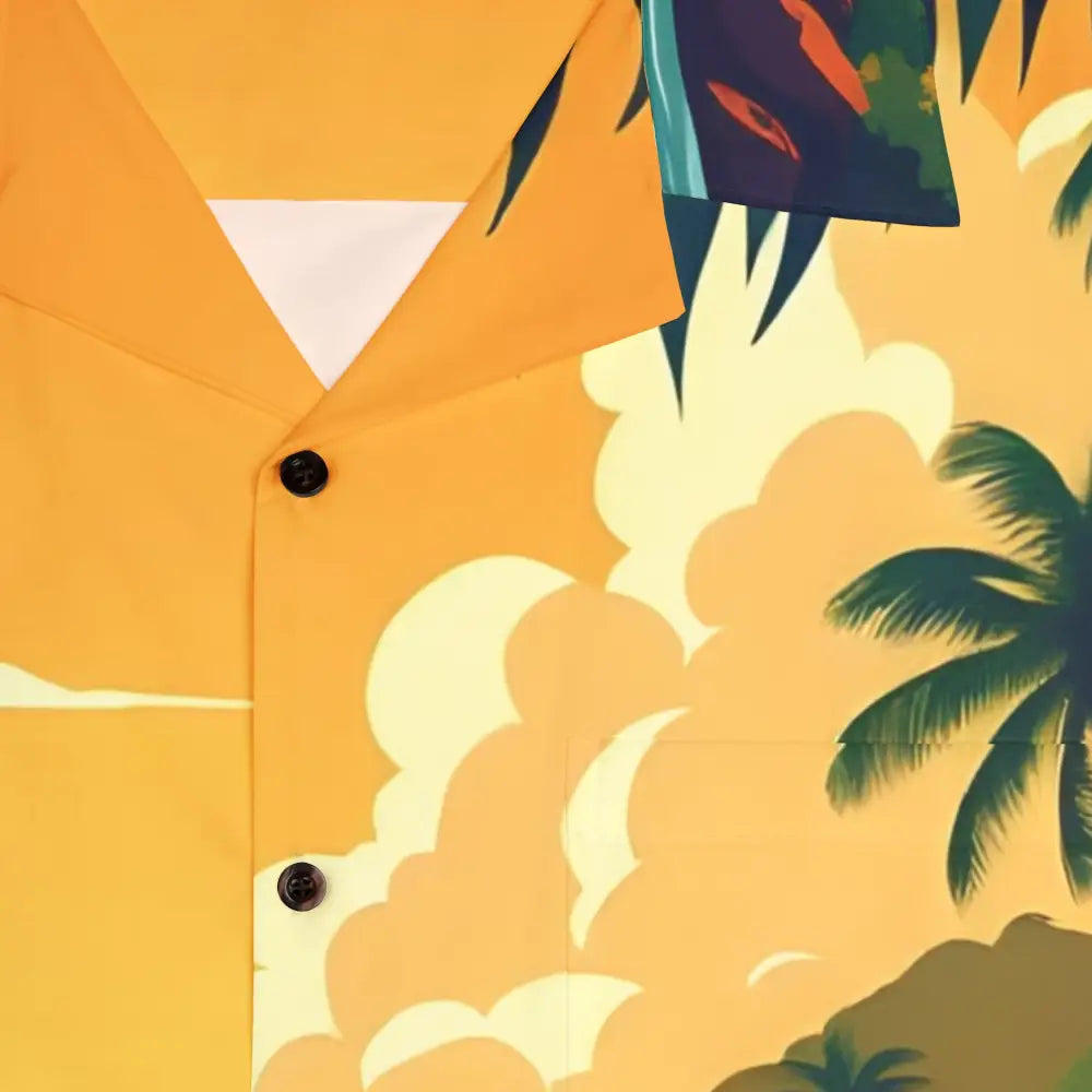 Tropical-themed button-down shirt from PixiOnyx Sunset Mirage Retreat collection