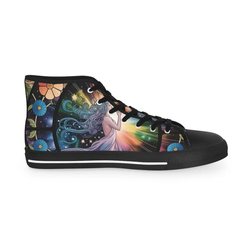High-top canvas sneaker with celestial artwork for Men’s High Top Sneakers Celestial Bloom PixiOnyx