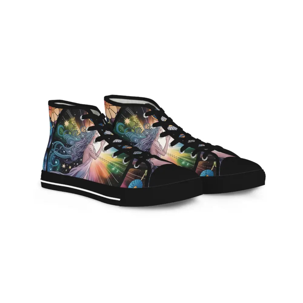 Men’s High Top Sneakers with celestial artwork from PixiOnyx Celestial Bloom collection