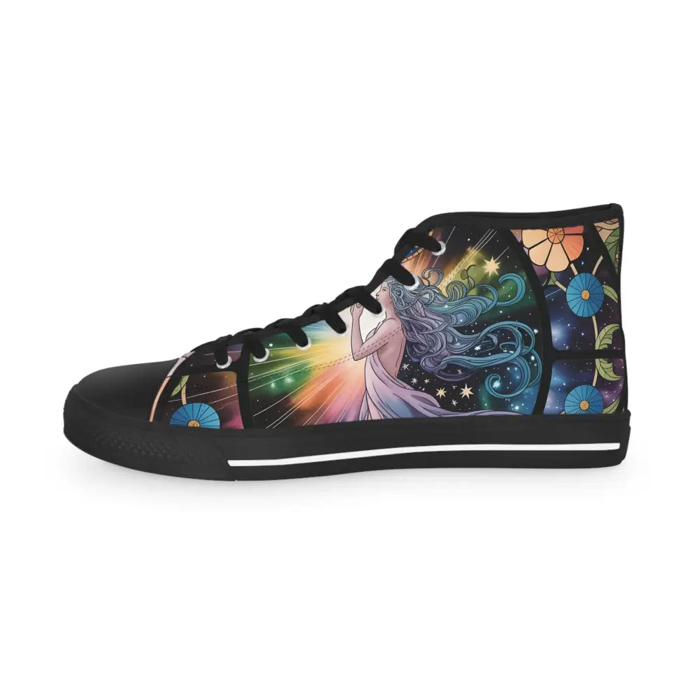 Men’s high-top sneaker featuring celestial artwork from PixiOnyx Celestial Bloom collection