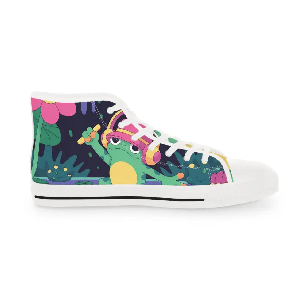 Frog-themed high-top sneaker from DJ Frog Lilygroove PixiOnyx Festival Kicks collection