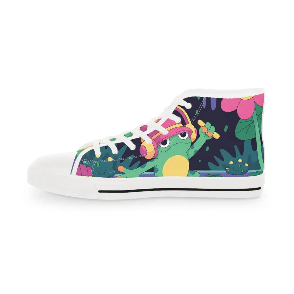 Frog-themed high-top sneaker from DJ Frog Lilygroove PixiOnyx Festival Kicks collection