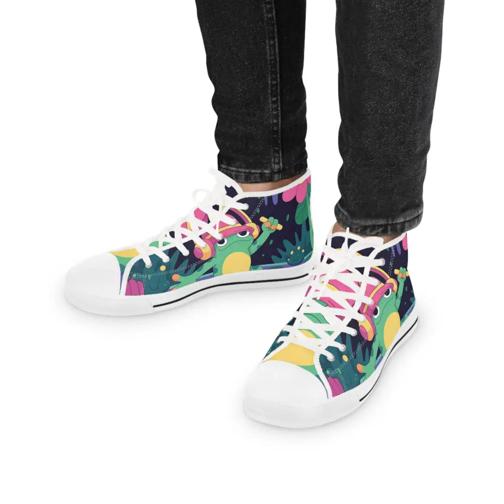 Frog-themed high-top sneakers in the Men’s DJ Frog Lilygroove PixiOnyx Festival Kicks collection