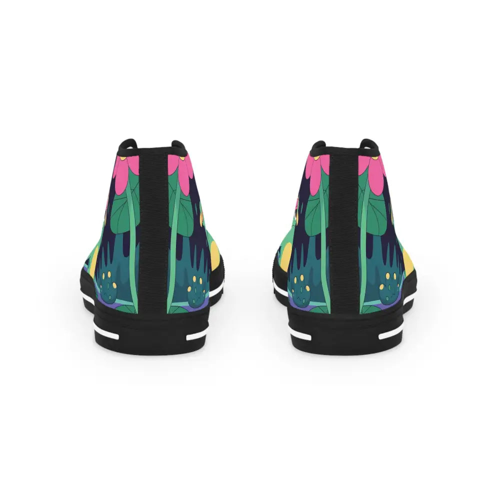 Pair of floral-patterned high-top sneakers from Men’s High Top Sneakers DJ Frog Lilygroove PixiOnyx Festival Kicks