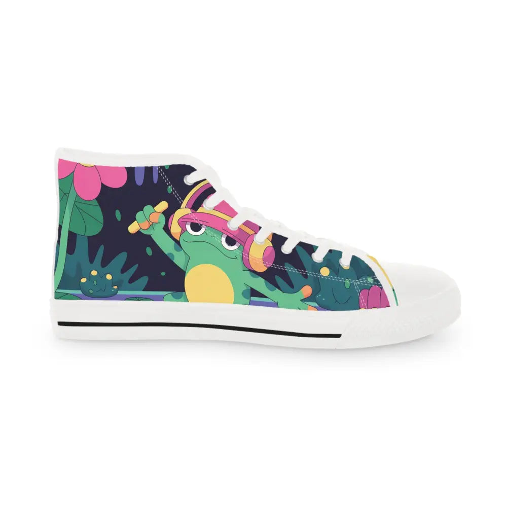 Frog-themed high-top sneaker from DJ Frog Lilygroove PixiOnyx Festival Kicks collection