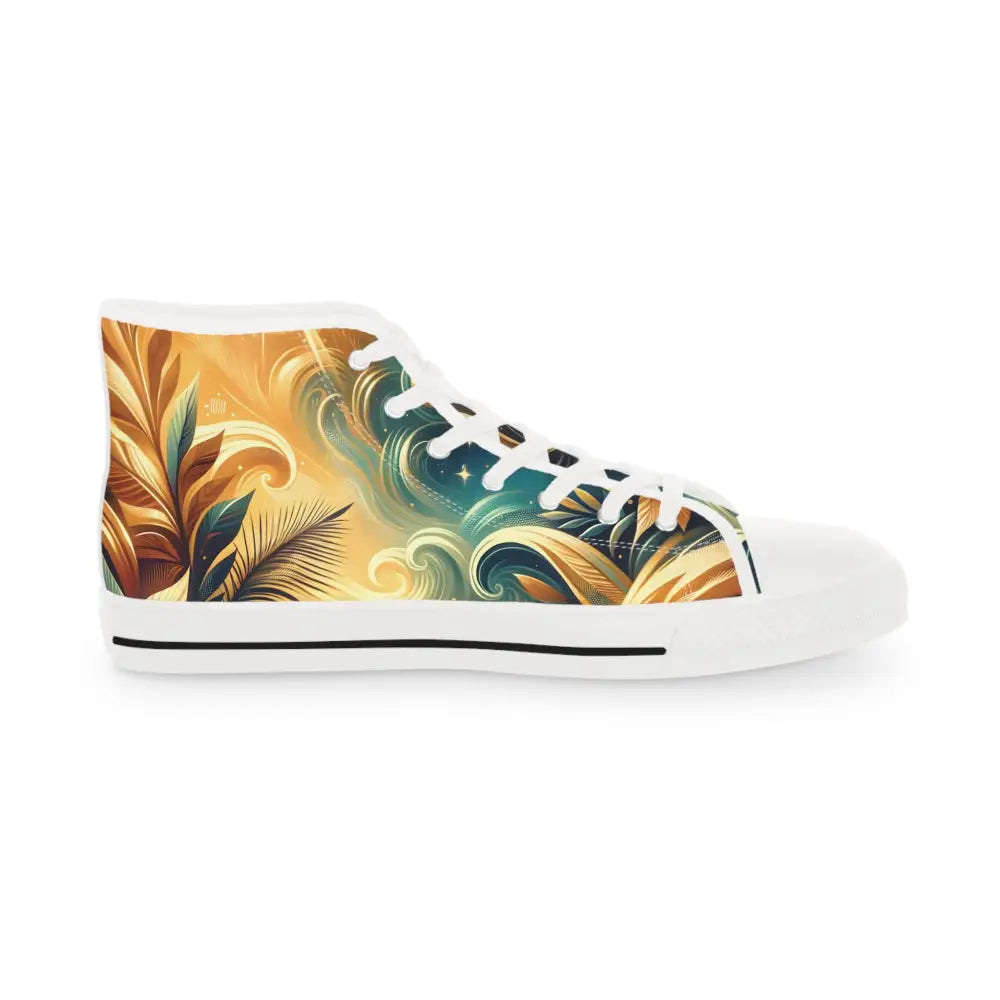 High-top Tropical Design Sneaker from Men’s High Top Sneakers Nebula Bloom Cascade PixiOnyx Footwear Flux