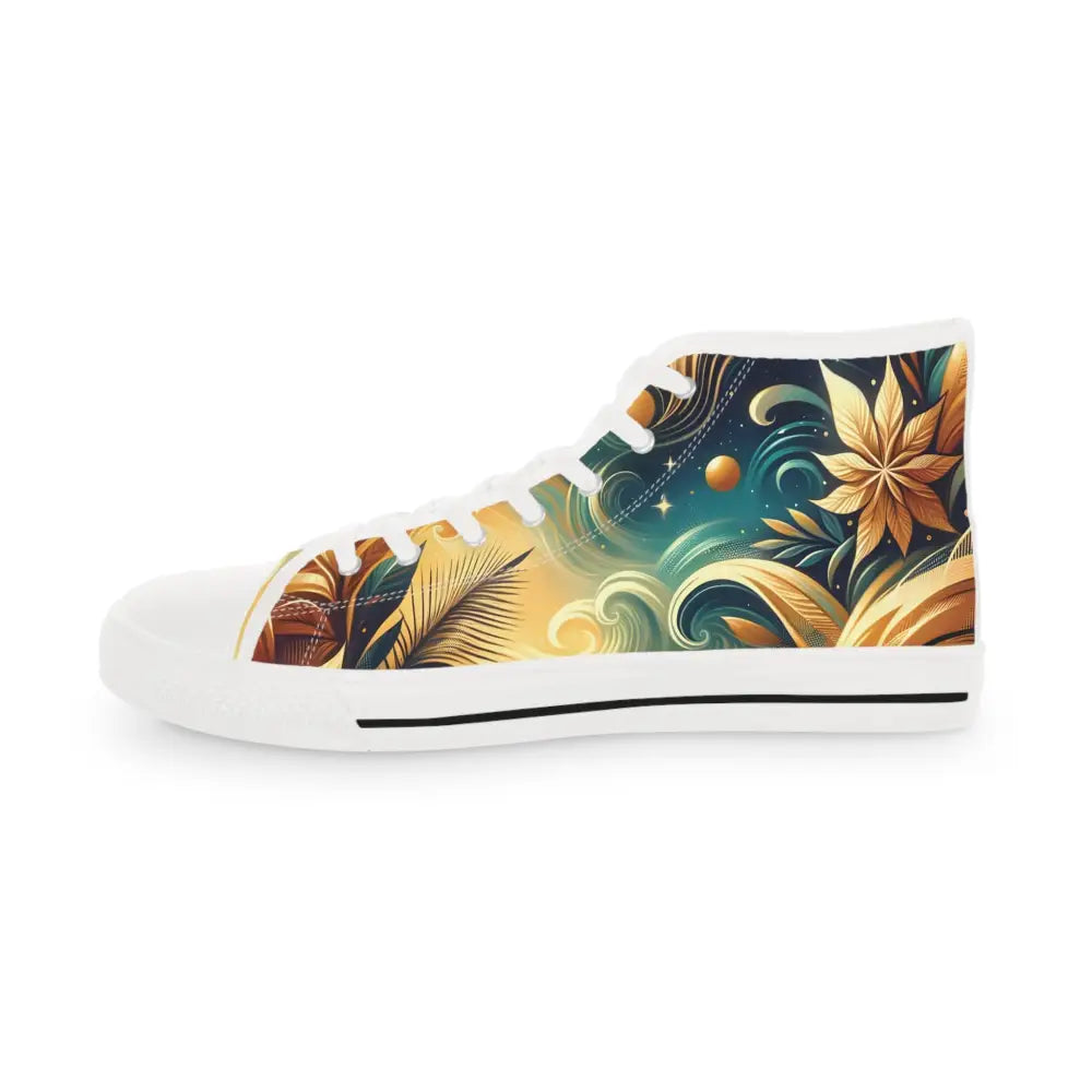Artistic high-top sneaker from Nebula Bloom Cascade collection by PixiOnyx Footwear Flux
